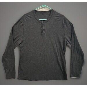 Lululemon Mens Henley Shirt XL Long Sleeve Heather Grey Stretch Performance Tech